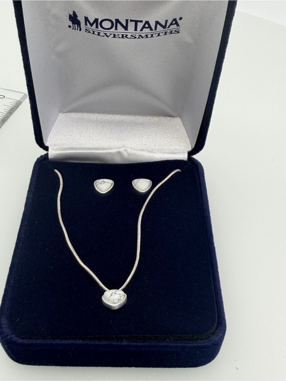 Monet Silver Tone Heart Necklace and Stud Earrings Set
